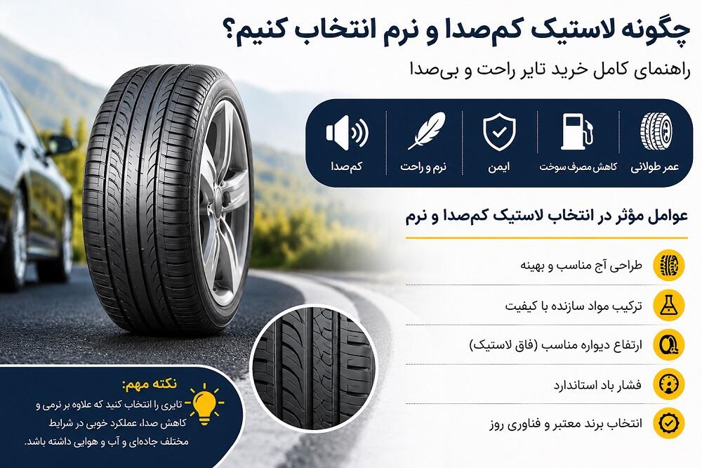 چگونه لاستیک کم‌ صدا و نرم انتخاب کنیم؟ راهنمای کامل خرید تایر راحت و بی‌صدا