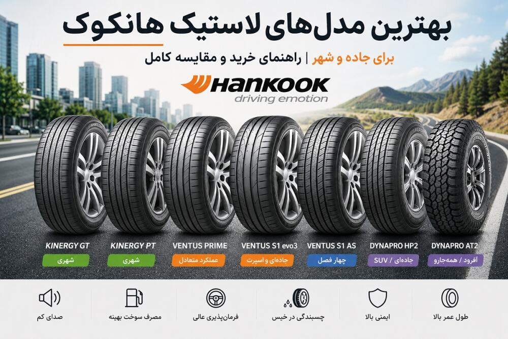 بهترین مدل‌های لاستیک هانکوک برای جاده و شهر | راهنمای خرید و مقایسه کامل ۲۰۲۶